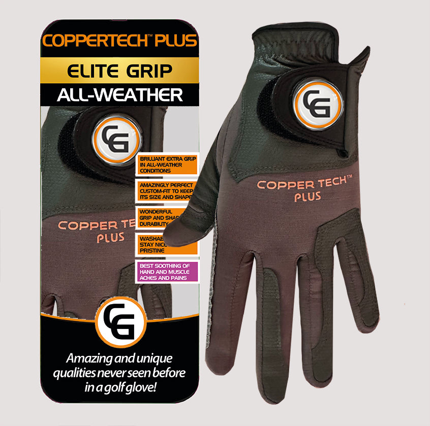 COPPERTECH PLUS ELITE GRIP ALL-WEATHER CHARCOAL/GREY GOLF GLOVE