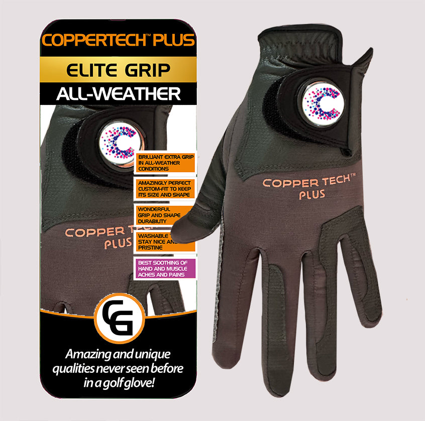 CANCER RESEARCH UK COPPERTECH PLUS ELITE GRIP ALL-WEATHER CHARCOAL/GREY GOLF GLOVE