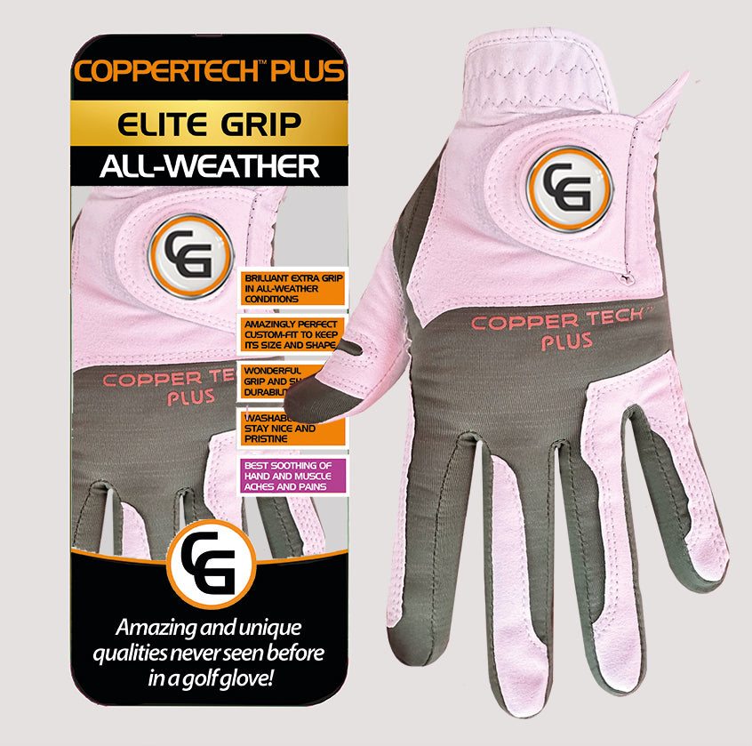 COPPERTECH PLUS ELITE GRIP ALL-WEATHER WHITE/GREEN GOLF GLOVE