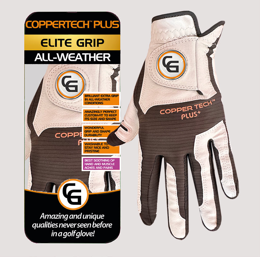 COPPERTECH PLUS ELITE GRIP ALL-WEATHER WHITE/GREY GOLF GLOVE