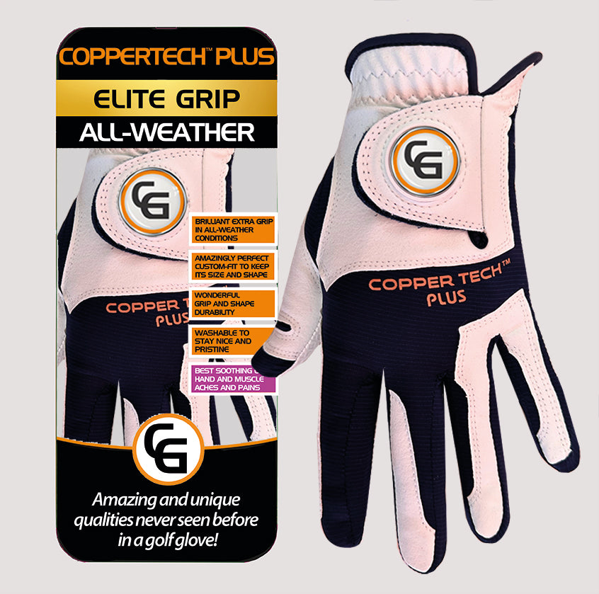 COPPERTECH PLUS ELITE GRIP ALL-WEATHER WHITE/NAVY GOLF GLOVE