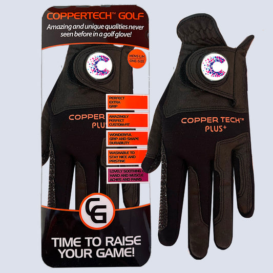 CANCER RESEARCH UK CHARITY COPPERTECH PLUS ELITE GRIP BLACK/BLACK GOLF GLOVE