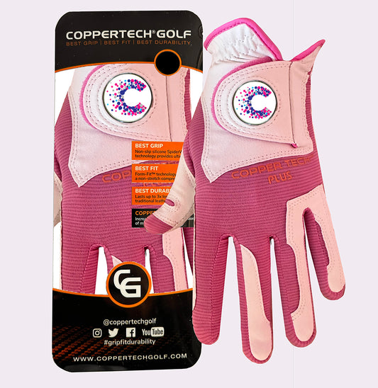 CANCER RESEARCH UK COPPERTECH PLUS ELITE GRIP WHITE/PINK GLOVE