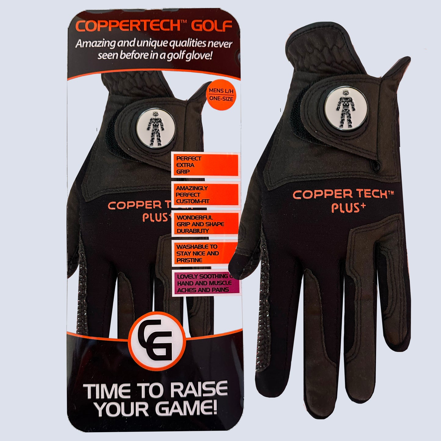 PROSTATE CANCER UK CHARITY COPPERTECH PLUS ELITE GRIP BLACK/BLACK GOLF GLOVE