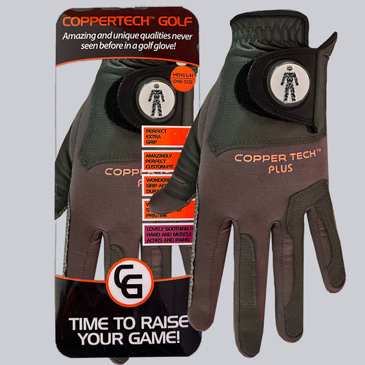 PROSTATE CANCER UK CHARITY COPPERTECH PLUS ELITE GRIP CHARCOAL/GREY GLOVE