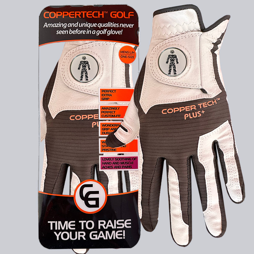 PROSTATE CANCER UK CHARITY COPPERTECH PLUS ELITE GRIP WHITE/GREY GLOVE